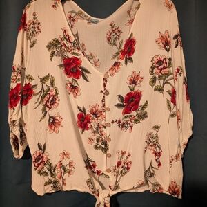 Floral Button-Down Women Top